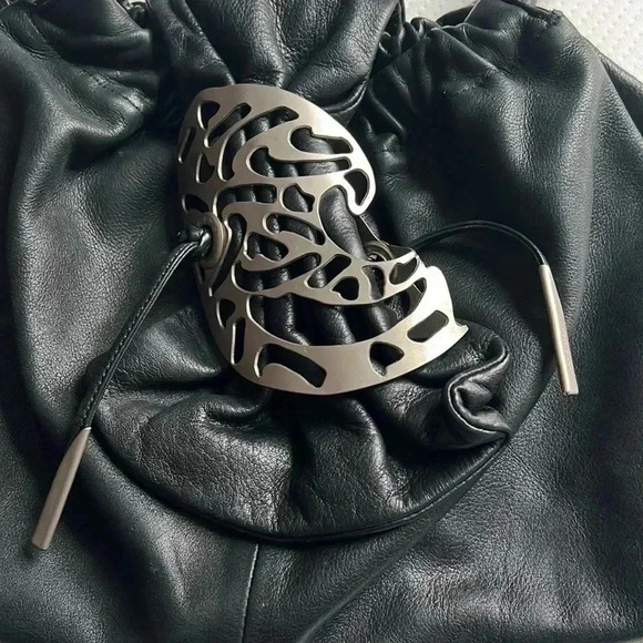 RENATO ANGI Venezia Black Genuine Leather Shoulder Bag Hobo - Picture 2 of 8